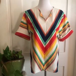 1970’s rainbow poly tunic top